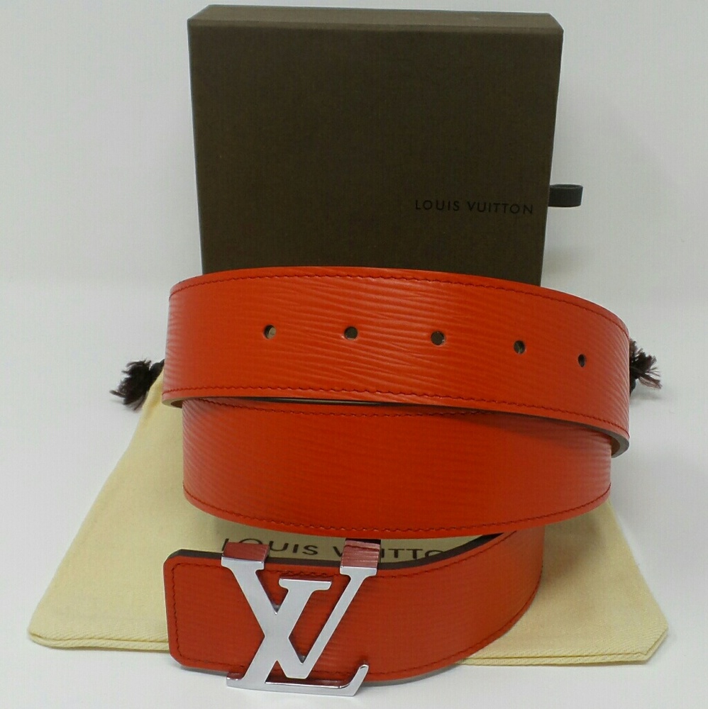 Like New Authentic Red Belt Unisex Silver Buckle